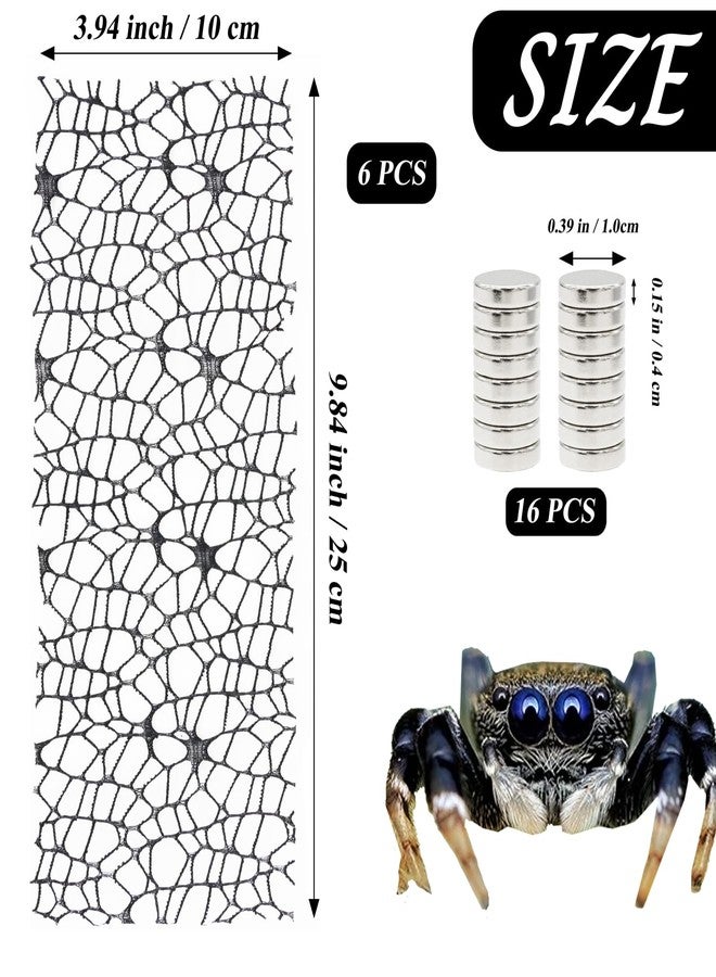 Niuohoy 6 Pack Tarantula Enclosure Accessories Jumping Spider Habitat Accessories with 16pcs Magnets Spider Terrarium Decoration Praying Mantis Habitat Jumping Spider Climbing Mesh (Black) - Image 2